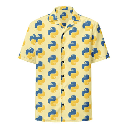 Image of the Banana Python Icon Button Shirt (unisex) M / Yellow/Blue.