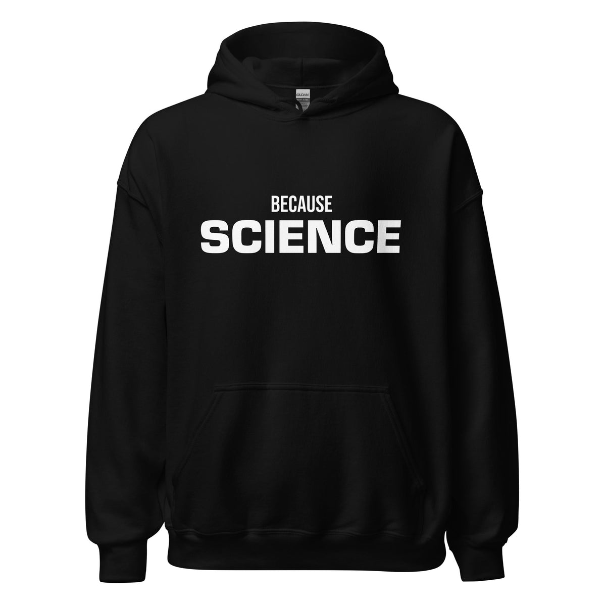 Product mockup photo of the BECAUSE SCIENCE Hoodie (unisex) Black / M.