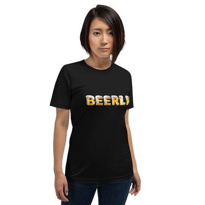 Product mockup photo of the BeerLM Beer Language Model T Shirt (unisex).