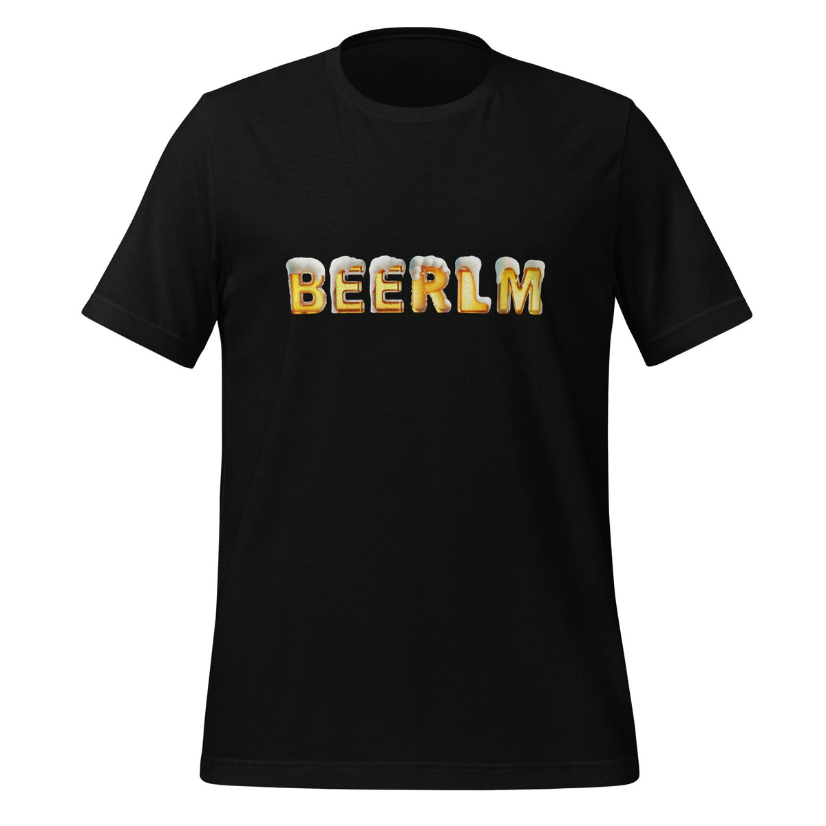 Product mockup photo of the BeerLM Beer Language Model T Shirt (unisex) Black / M.