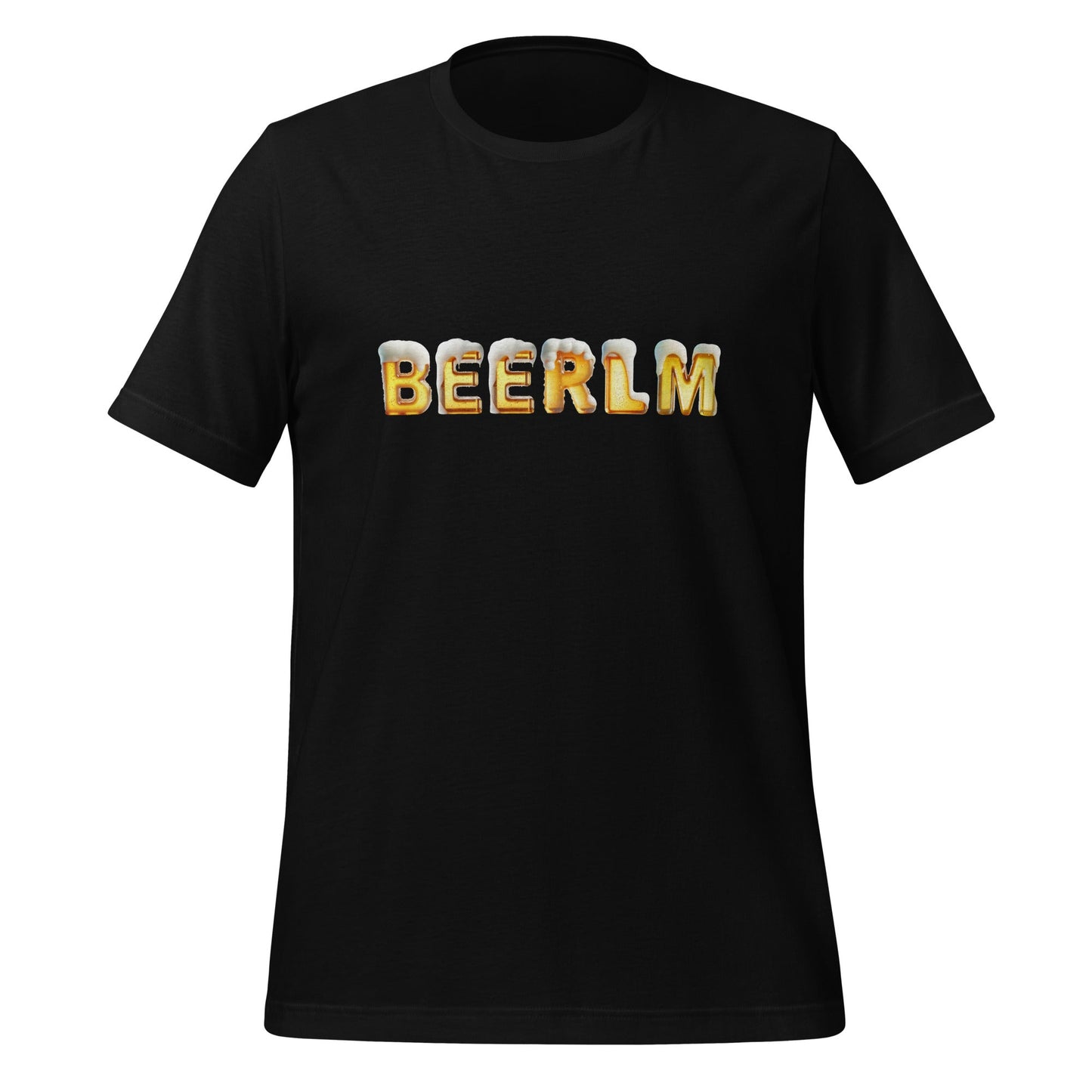 Product mockup photo of the BeerLM Beer Language Model T Shirt (unisex) Black / M.