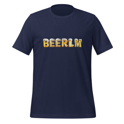 Product mockup photo of the BeerLM Beer Language Model T Shirt (unisex) Navy / M.
