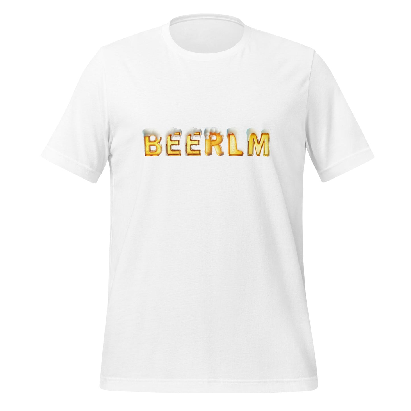 Product mockup photo of the BeerLM Beer Language Model T Shirt (unisex) White / M.