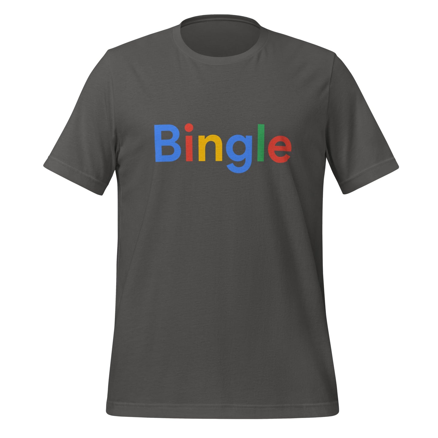 Product mockup photo of the Bingle Search Logo T Shirt (unisex) Asphalt / M.