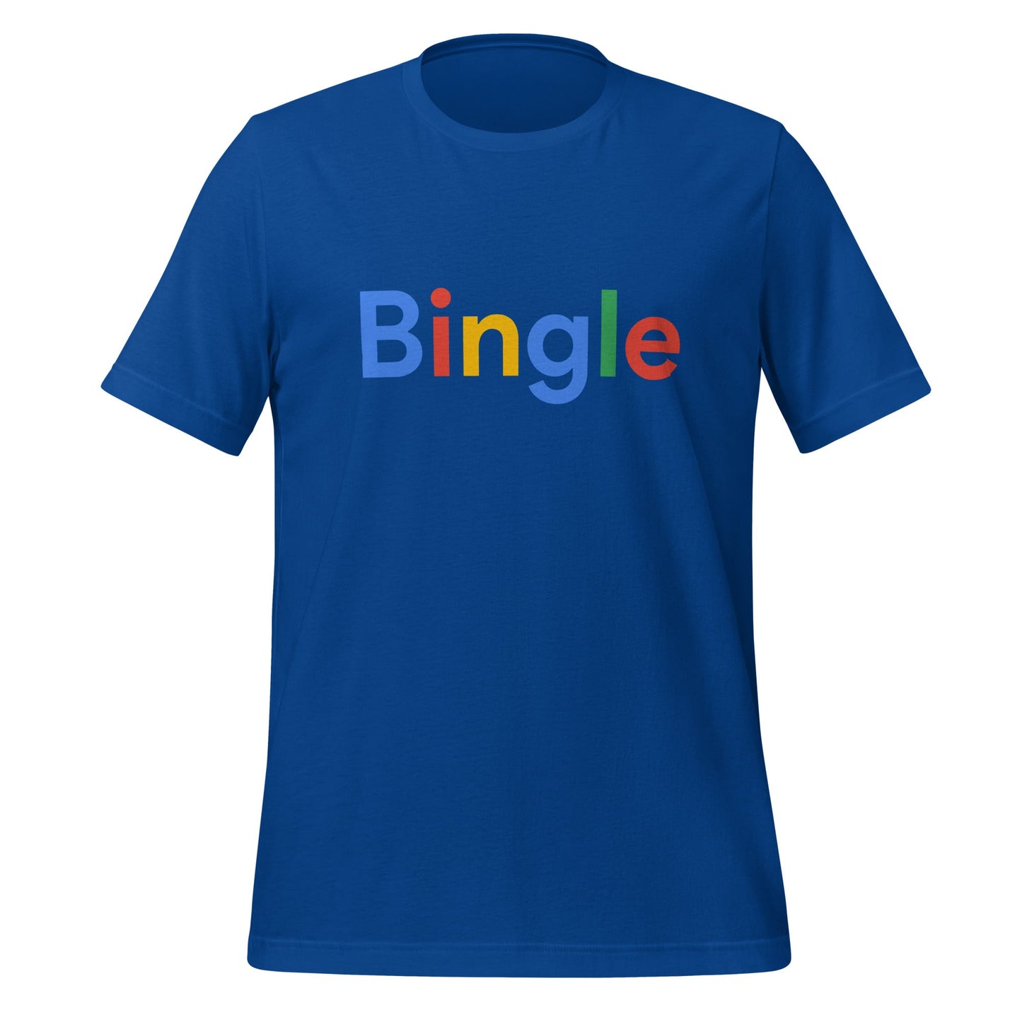 Product mockup photo of the Bingle Search Logo T Shirt (unisex) True Royal / M.