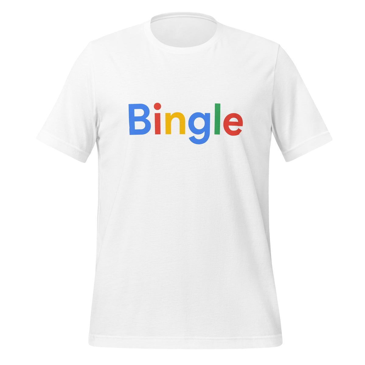 Product mockup photo of the Bingle Search Logo T Shirt (unisex) White / M.