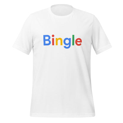 Product mockup photo of the Bingle Search Logo T Shirt (unisex) White / M.
