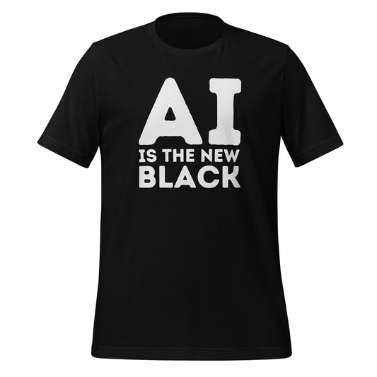 Product mockup photo of the Black AI is the New Black T Shirt (unisex) M.