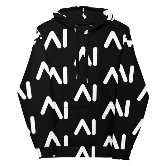 Product mockup photo of the Black AI Logo Hoodie (unisex) M.