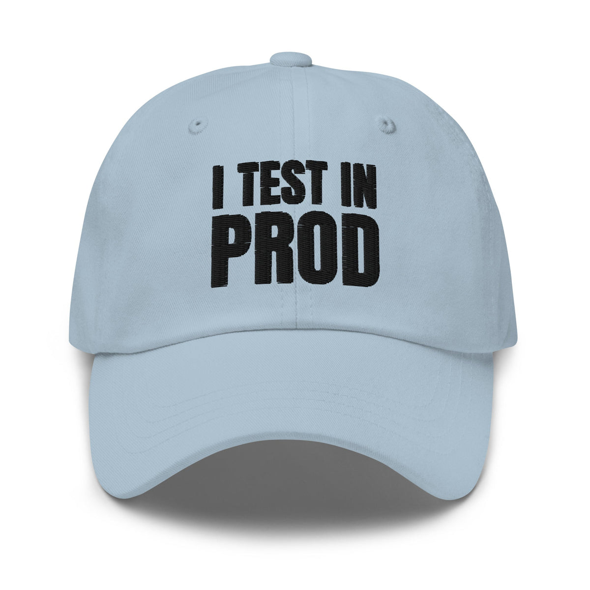 Image of the Black I Test in Prod Cap Light Blue.