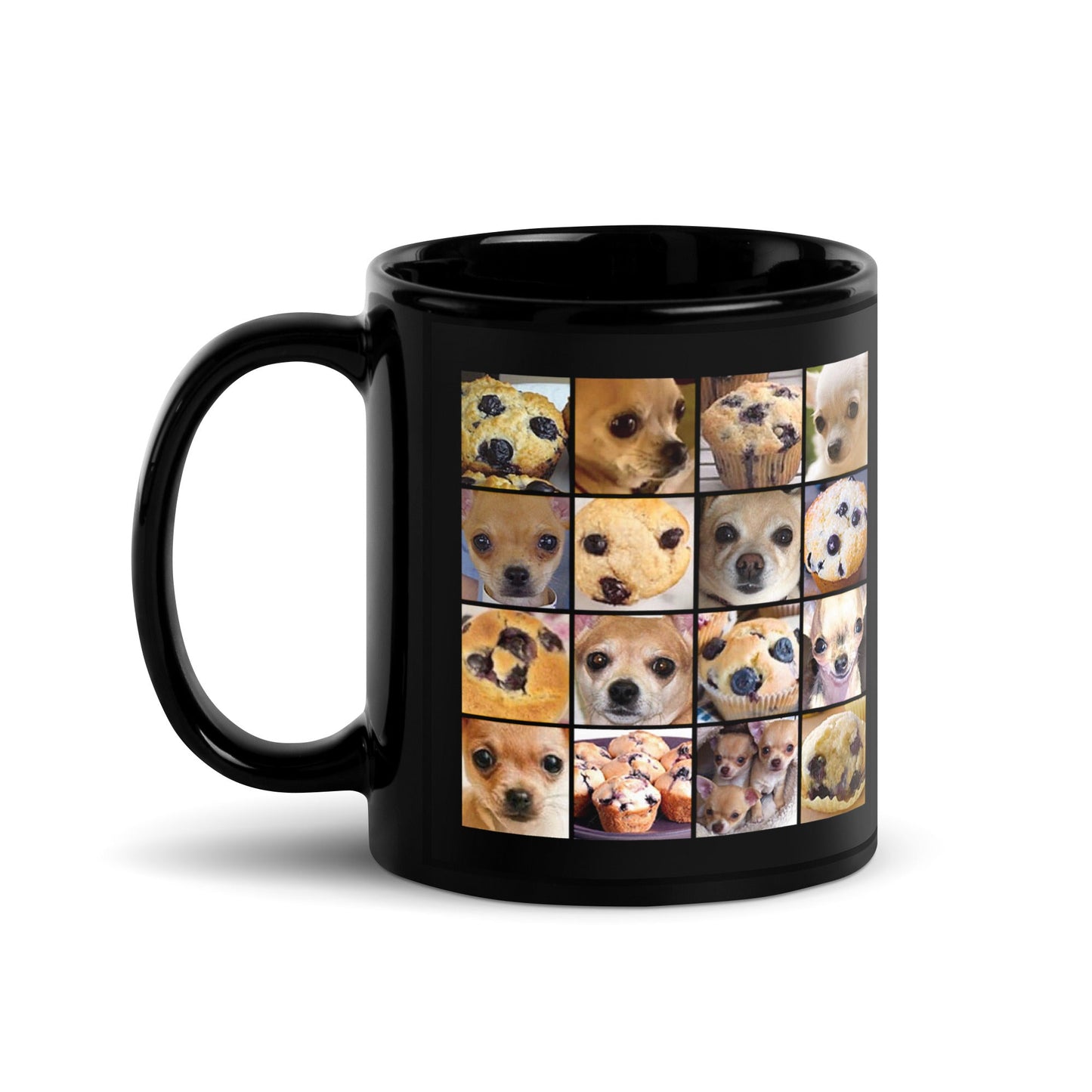 Image of the Black Is it a Blueberry Muffin or is it a Chihuahua? Mug 11 oz.