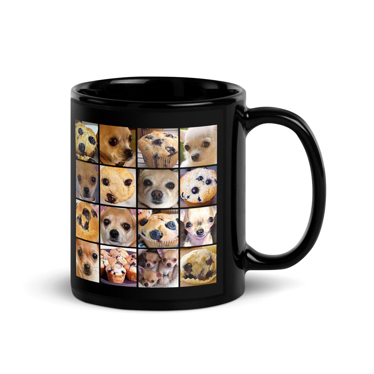 Image of the Black Is it a Blueberry Muffin or is it a Chihuahua? Mug.