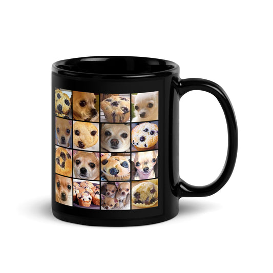 Image of the Black Is it a Blueberry Muffin or is it a Chihuahua? Mug.