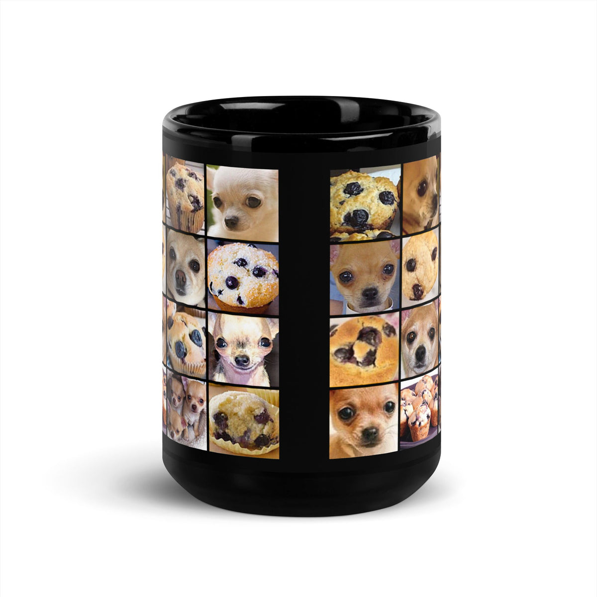 Image of the Black Is it a Blueberry Muffin or is it a Chihuahua? Mug.