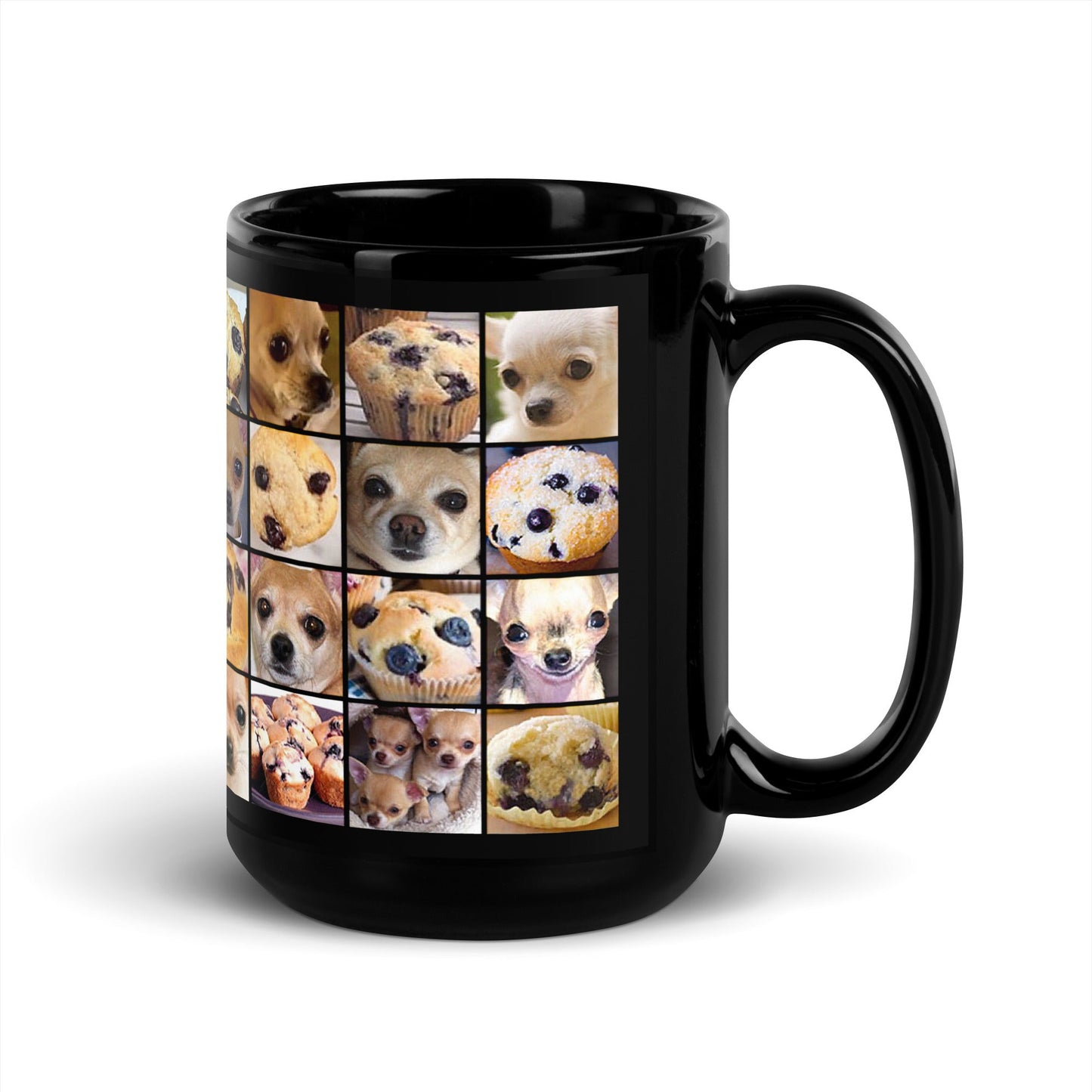 Image of the Black Is it a Blueberry Muffin or is it a Chihuahua? Mug.