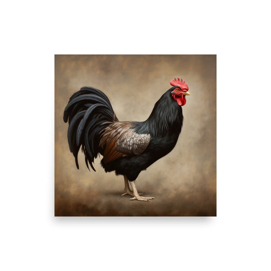 Black Rooster Poster - AI Store