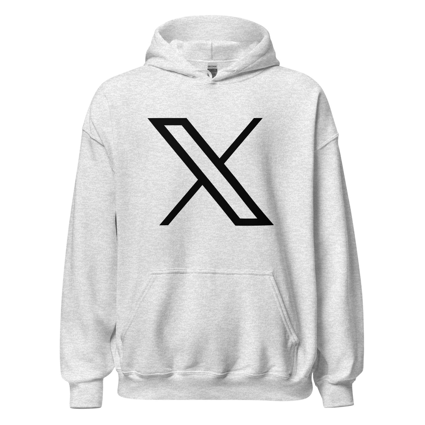 Product mockup photo of the Black Twitter X Logo Hoodie (unisex) Ash / M.