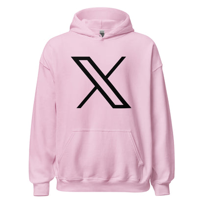 Product mockup photo of the Black Twitter X Logo Hoodie (unisex) Light Pink / M.