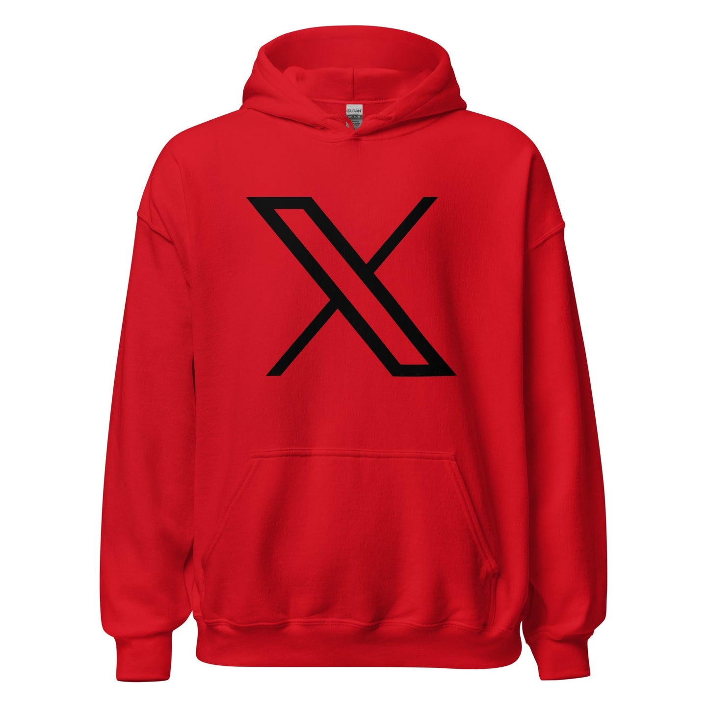 Product mockup photo of the Black Twitter X Logo Hoodie (unisex) Red / M.