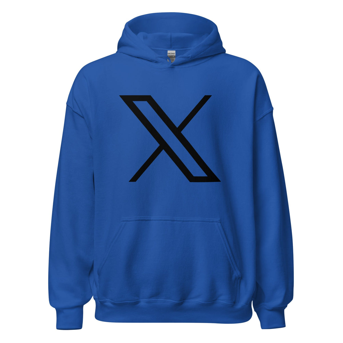 Product mockup photo of the Black Twitter X Logo Hoodie (unisex) Royal / M.