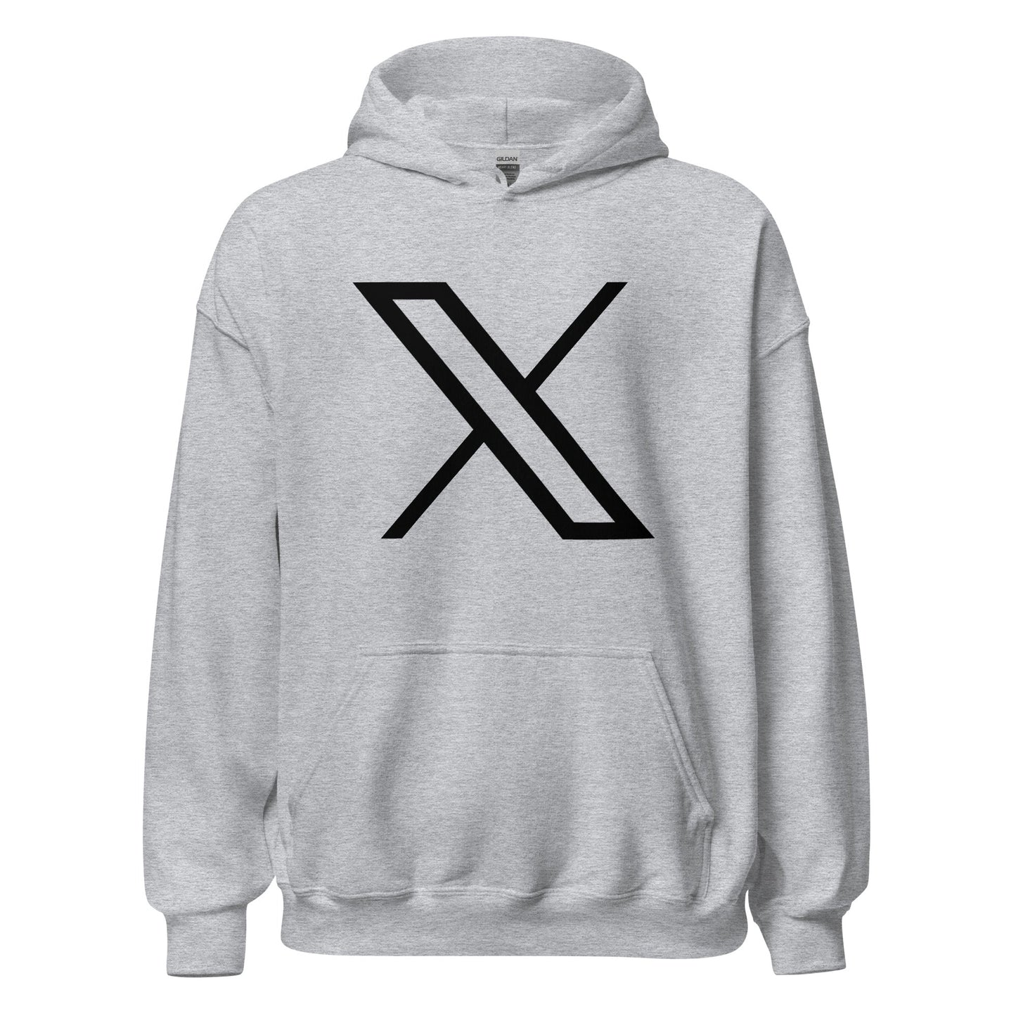 Product mockup photo of the Black Twitter X Logo Hoodie (unisex) Sport Grey / M.