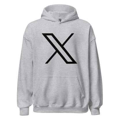 Product mockup photo of the Black Twitter X Logo Hoodie (unisex) Sport Grey / M.