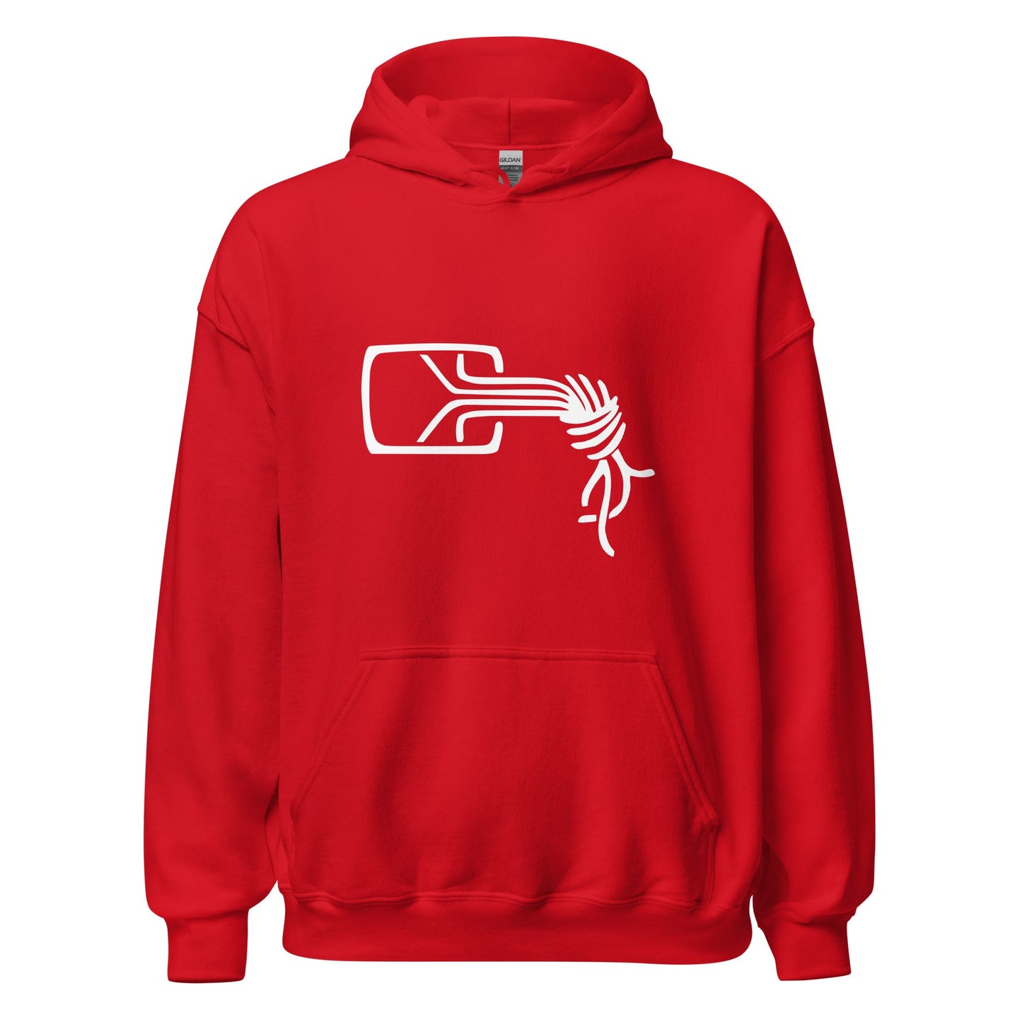 Product mockup photo of the Chaos Computer Club Logo Hoodie (unisex) Red / M.