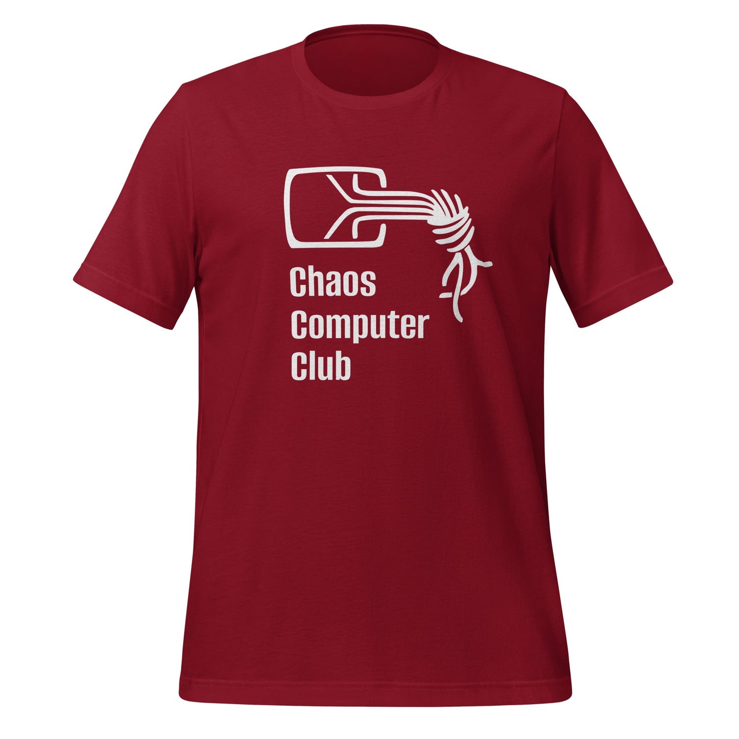 Product mockup photo of the Chaos Computer Club T-Shirt (unisex) Cardinal / M.