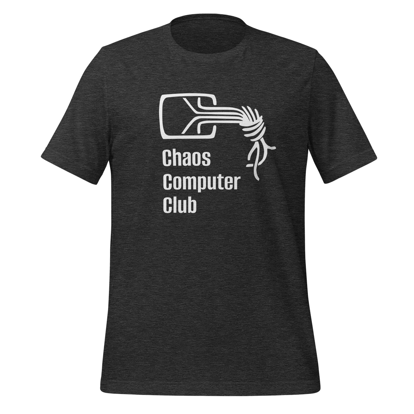 Product mockup photo of the Chaos Computer Club T-Shirt (unisex) Dark Grey Heather / M.