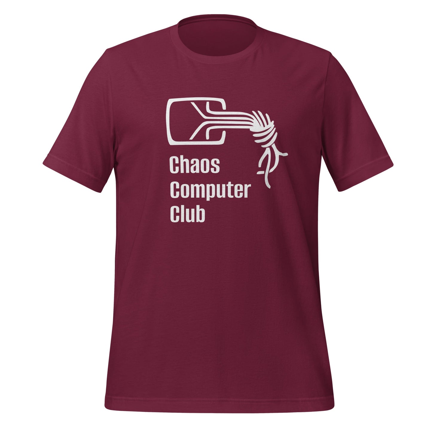 Product mockup photo of the Chaos Computer Club T-Shirt (unisex) Maroon / M.