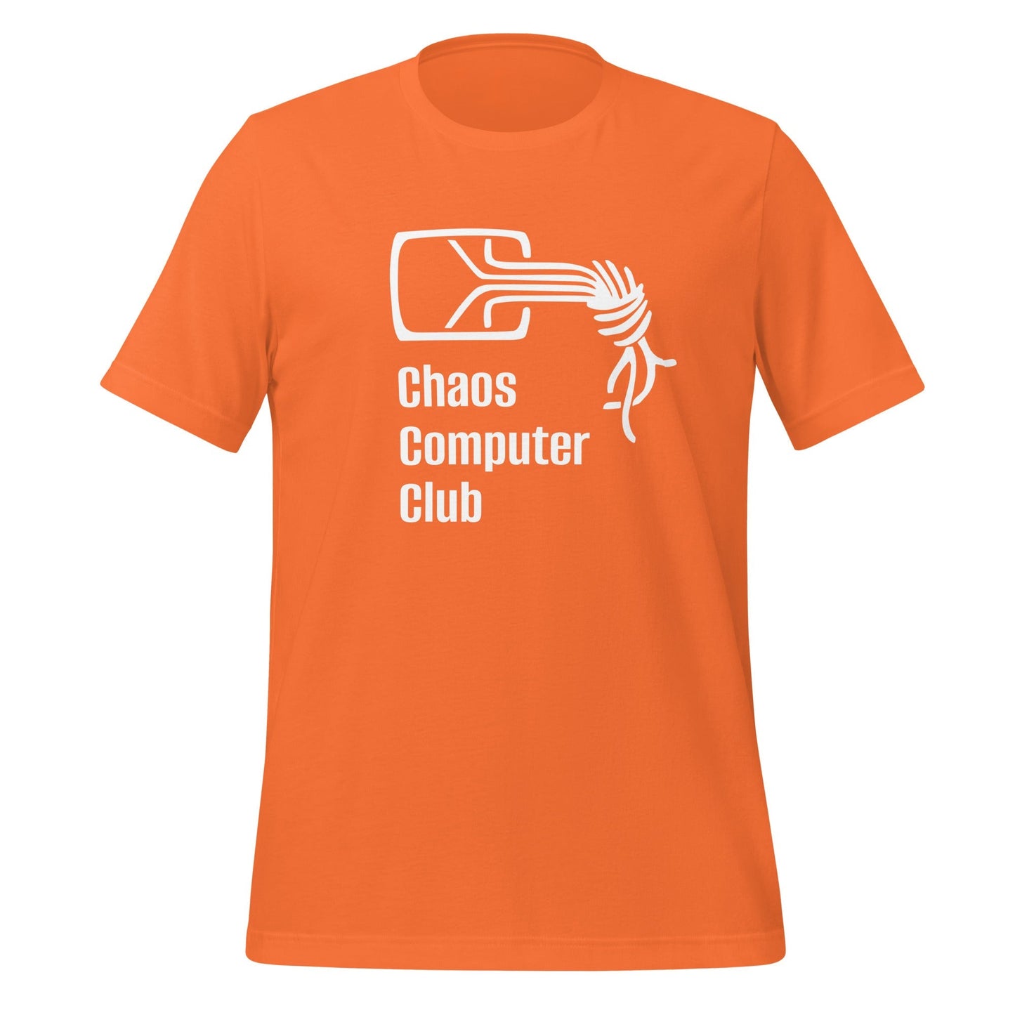 Product mockup photo of the Chaos Computer Club T-Shirt (unisex) Orange / M.