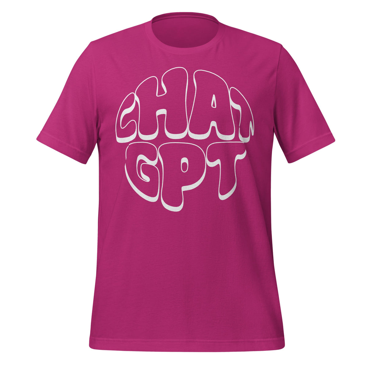 Product mockup photo of the CHAT GPT T Shirt (unisex) Berry / M.