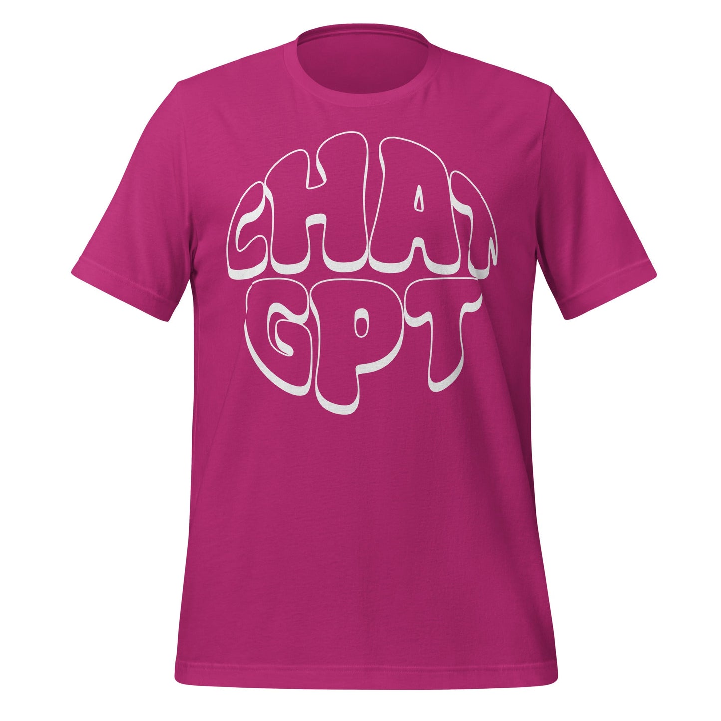 Product mockup photo of the CHAT GPT T Shirt (unisex) Berry / M.