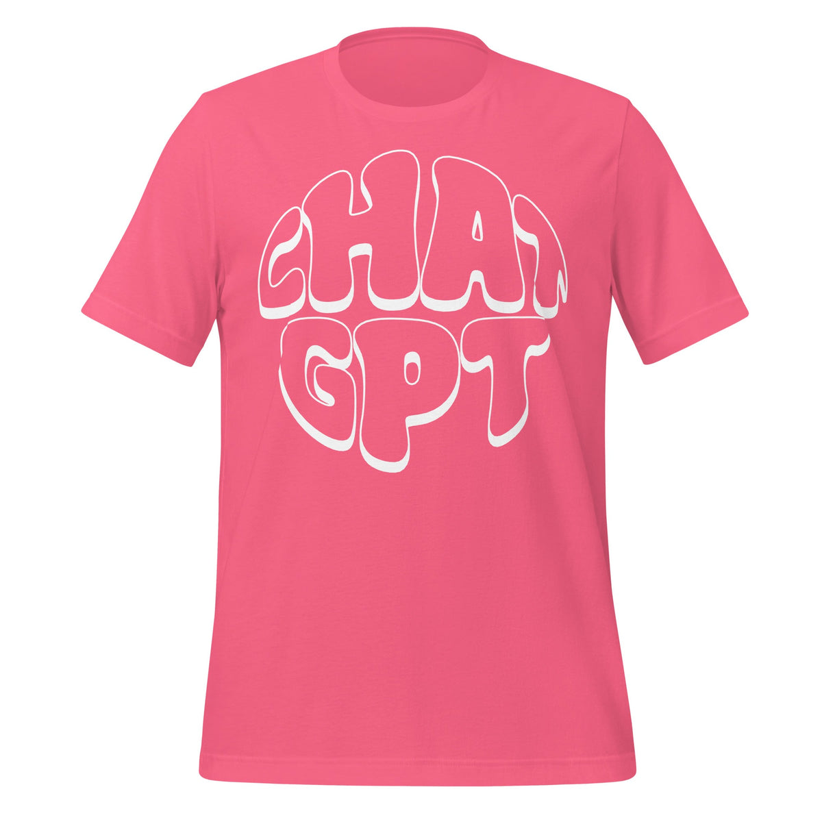Product mockup photo of the CHAT GPT T Shirt (unisex) Charity Pink / M.