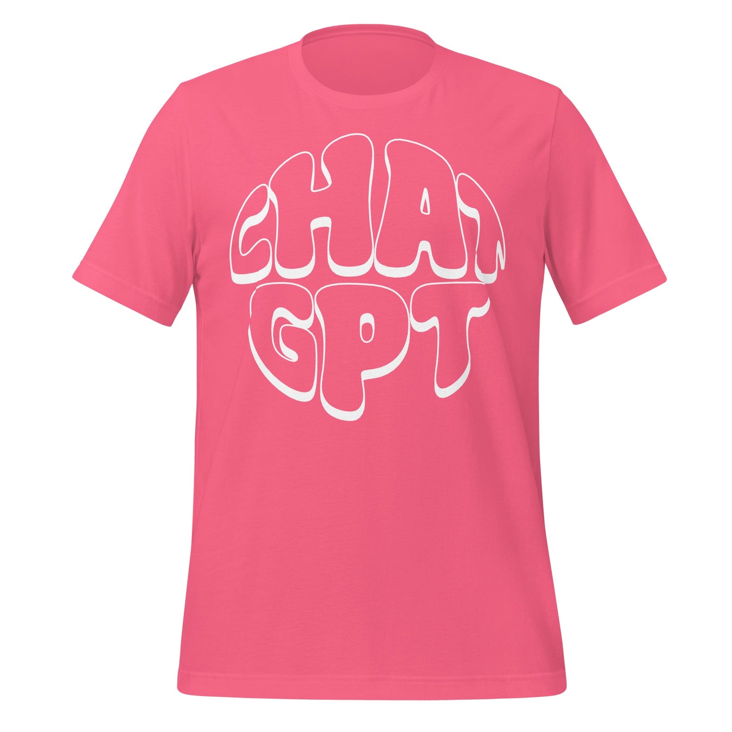 Product mockup photo of the CHAT GPT T Shirt (unisex) Charity Pink / M.