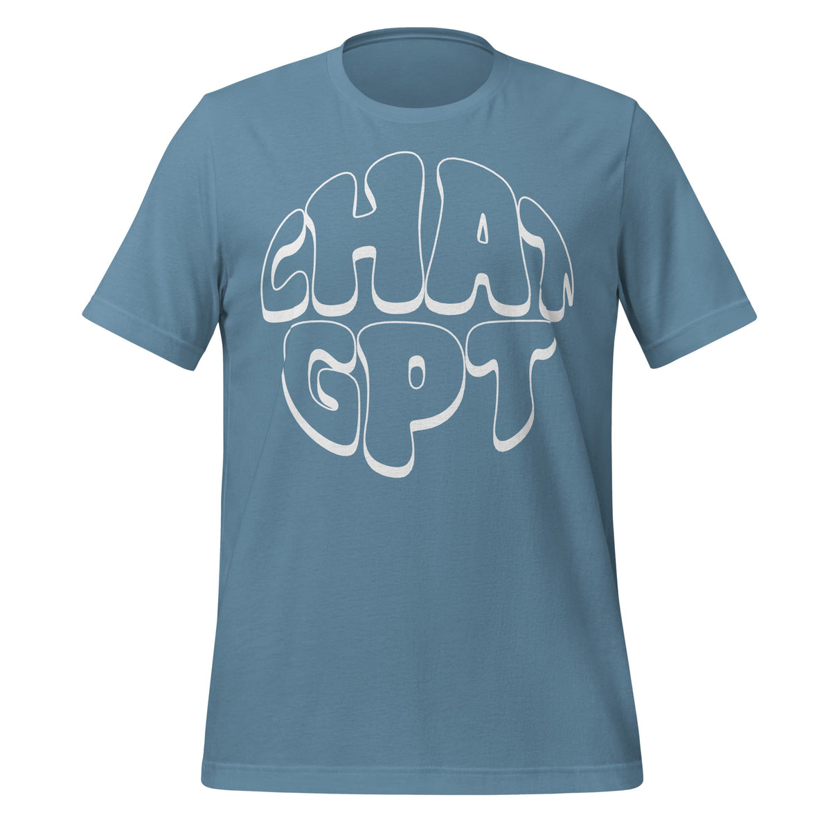Product mockup photo of the CHAT GPT T Shirt (unisex) Steel Blue / M.