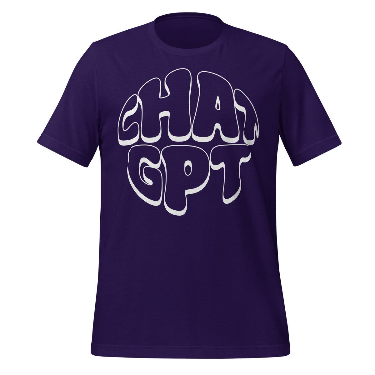 Product mockup photo of the CHAT GPT T Shirt (unisex) Team Purple / M.