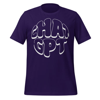 Product mockup photo of the CHAT GPT T Shirt (unisex) Team Purple / M.