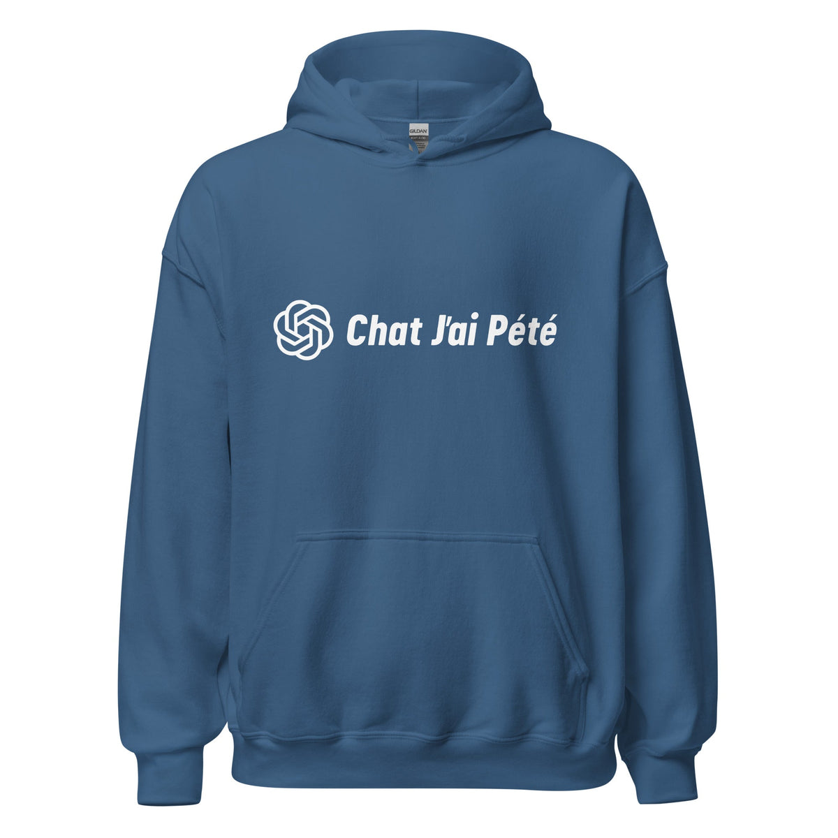 Image of the Chat J’ai Pété (Cat I Farted) Hoodie (unisex) Indigo Blue / M.