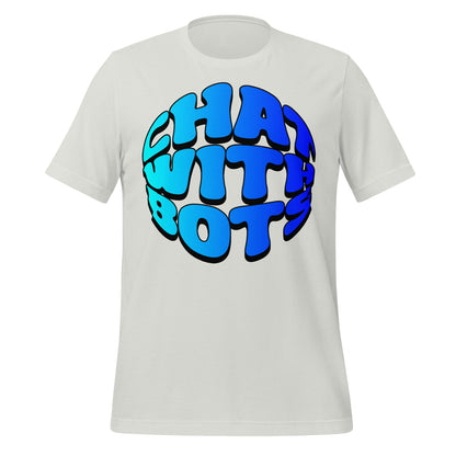 Product mockup photo of the Chat With Bots T Shirt (unisex) Silver / M.