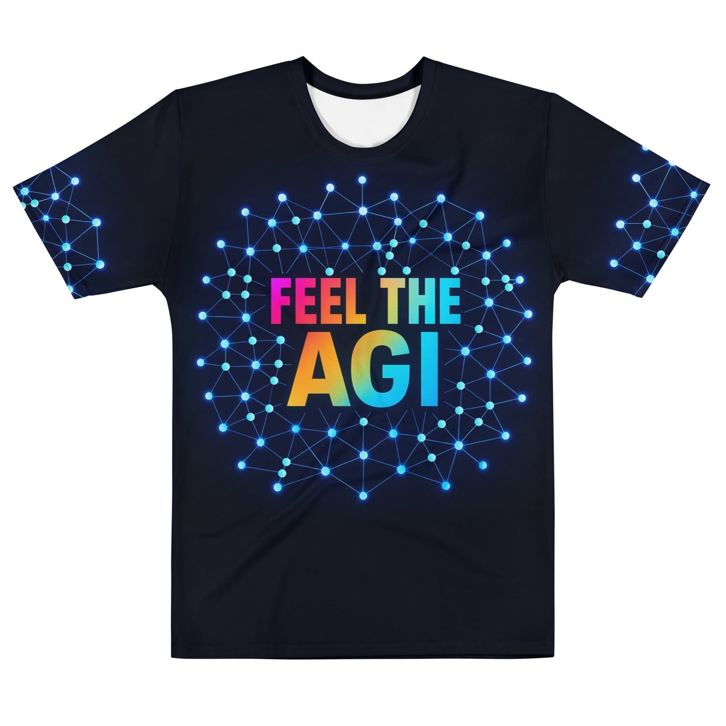 Image of the ChatGPT 4o Designed FEEL THE AGI Neural Network T-Shirt (men) M.