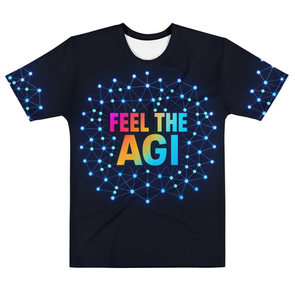 Image of the ChatGPT 4o Designed FEEL THE AGI Neural Network T-Shirt (men) M.