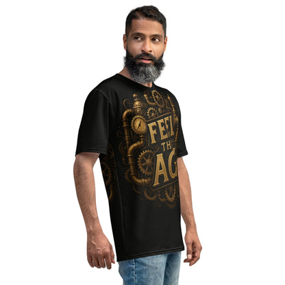 Image of the ChatGPT 4o Designed Feel the AGI Steampunk T-Shirt (men).