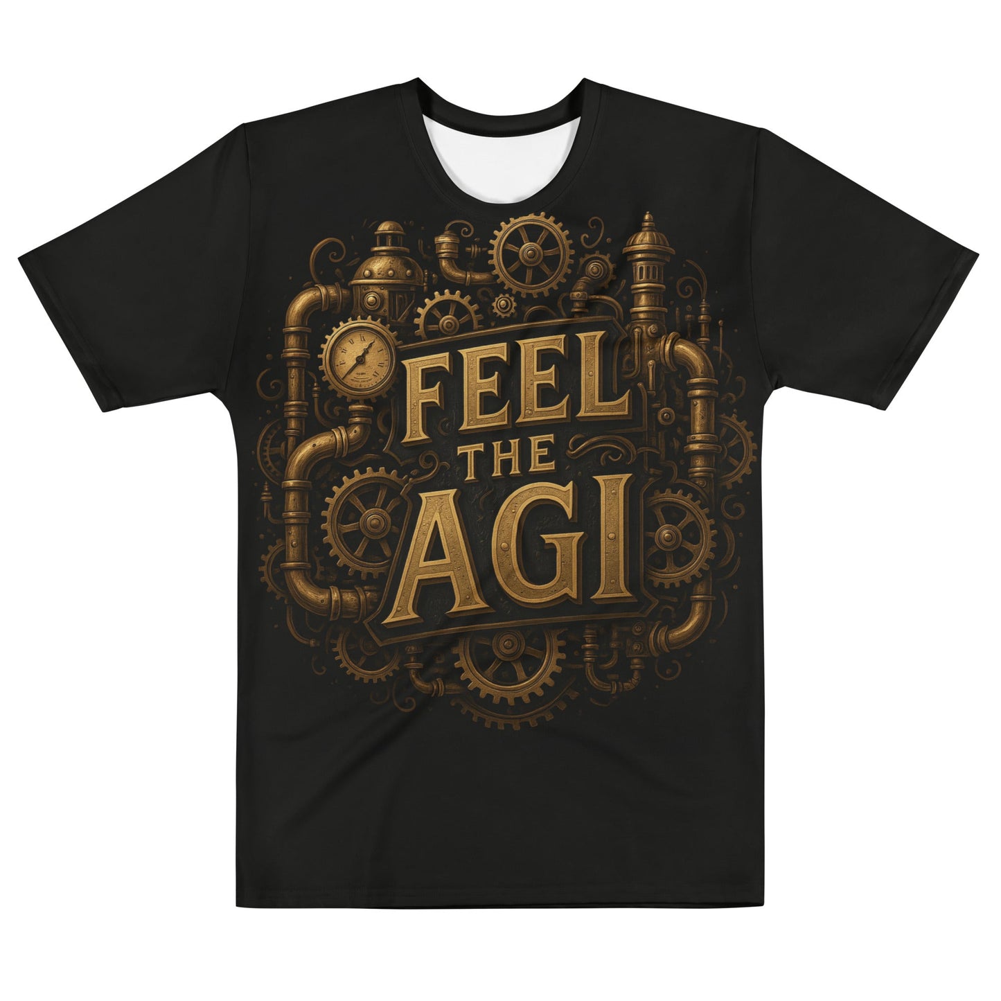 Image of the ChatGPT 4o Designed Feel the AGI Steampunk T-Shirt (men) M.