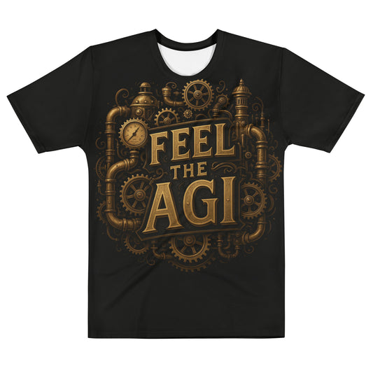 Image of the ChatGPT 4o Designed Feel the AGI Steampunk T-Shirt (men) M.