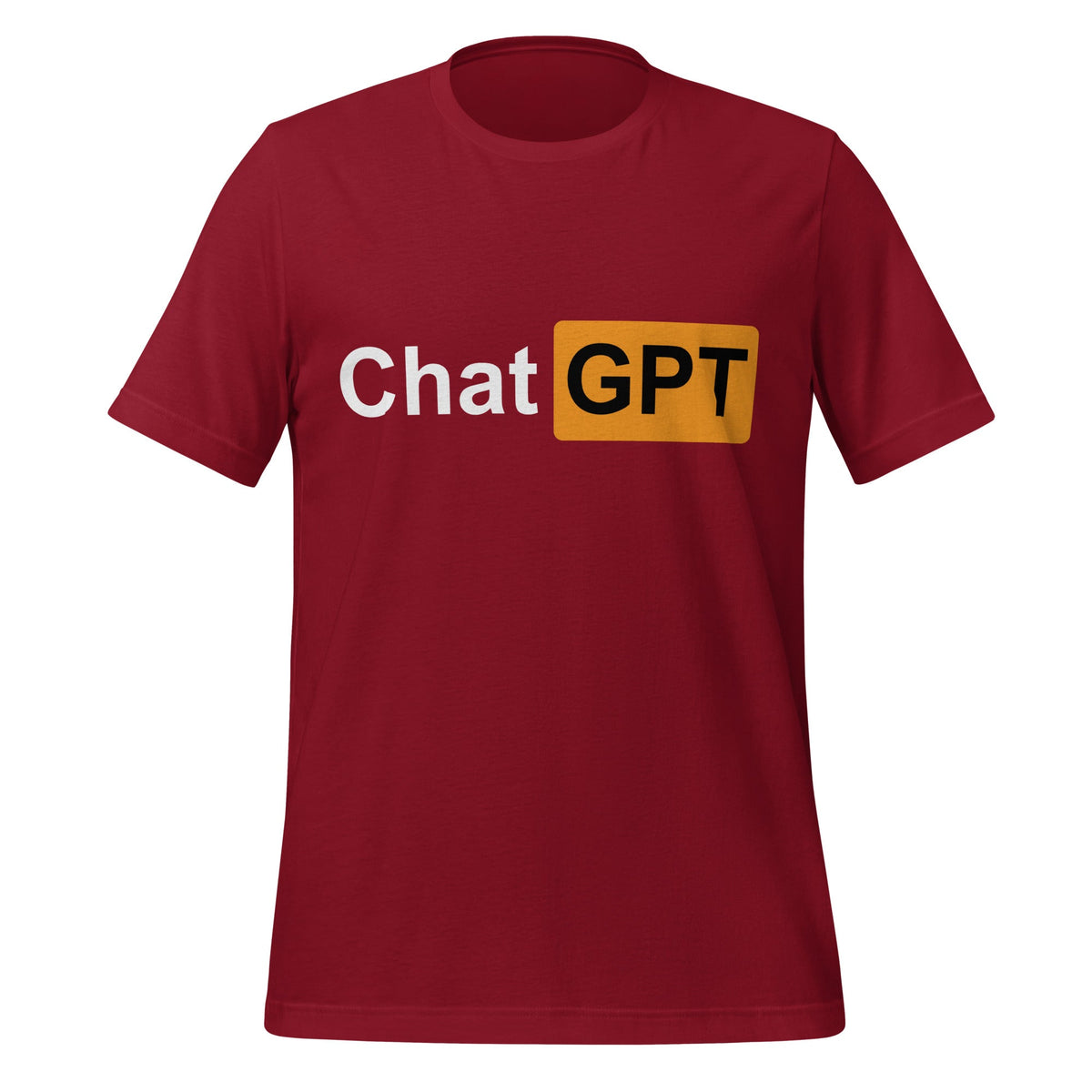 Product mockup photo of the ChatGPT for Adults T Shirt (unisex) Cardinal / M.