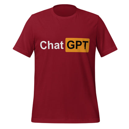 Product mockup photo of the ChatGPT for Adults T Shirt (unisex) Cardinal / M.