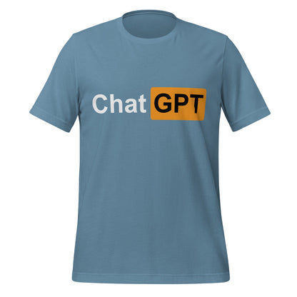Product mockup photo of the ChatGPT for Adults T Shirt (unisex) Steel Blue / M.