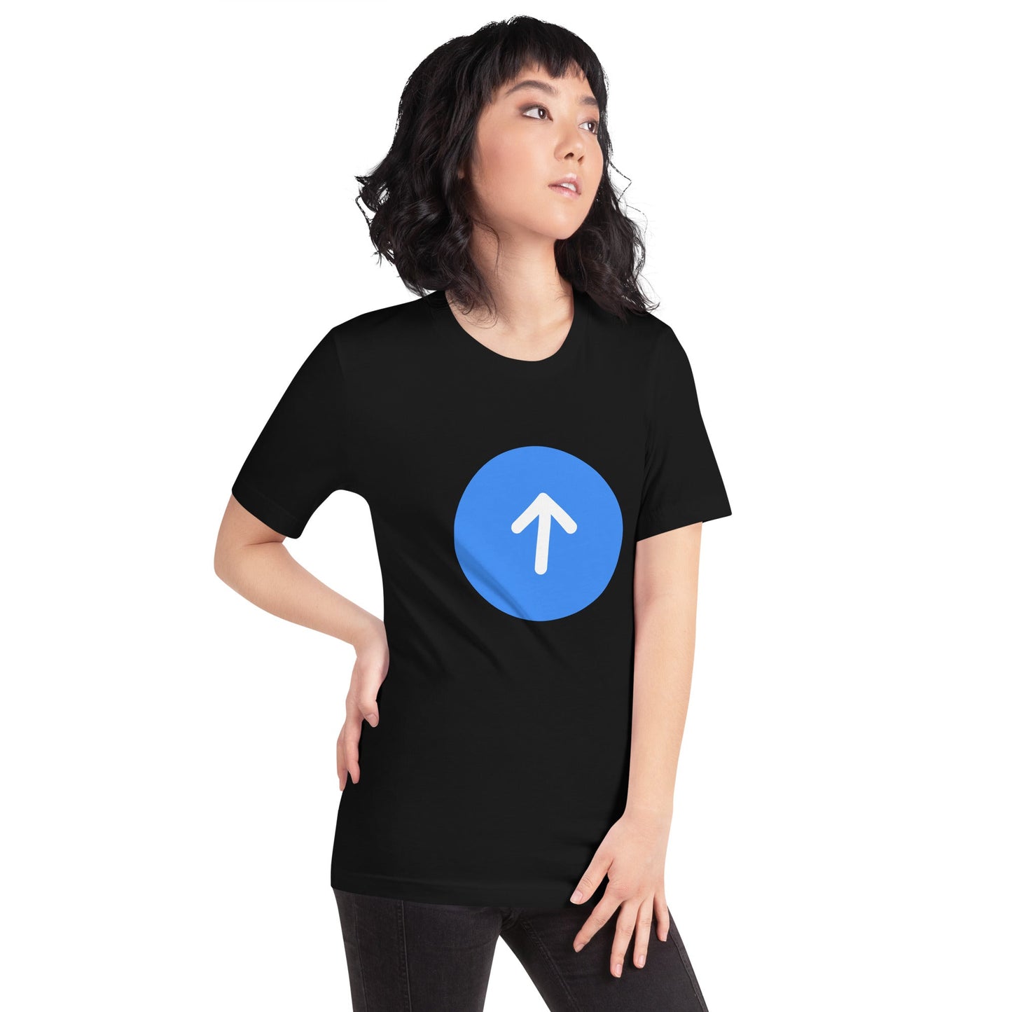 Product mockup photo of the ChatGPT Go Button T Shirt (unisex).