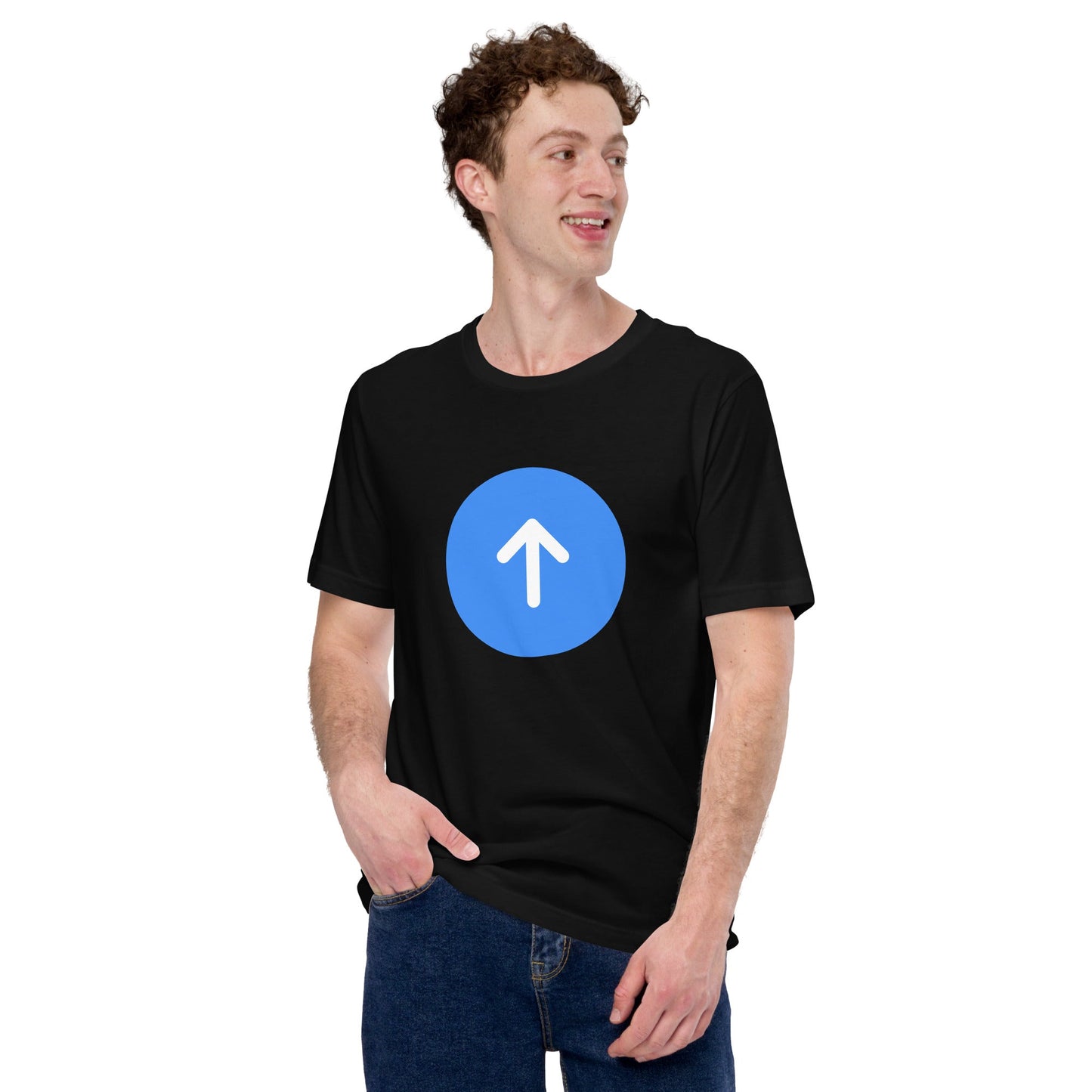 Product mockup photo of the ChatGPT Go Button T Shirt (unisex).